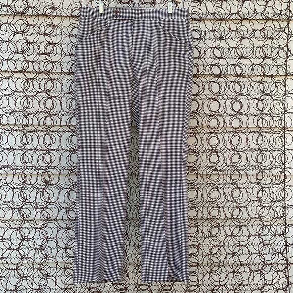Vintage 70s brown houndstooth boot cut slacks - Picture 1 of 6